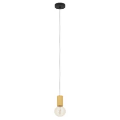 Lámpara colgante Pozueta 1, 1 luz, negro/marrón