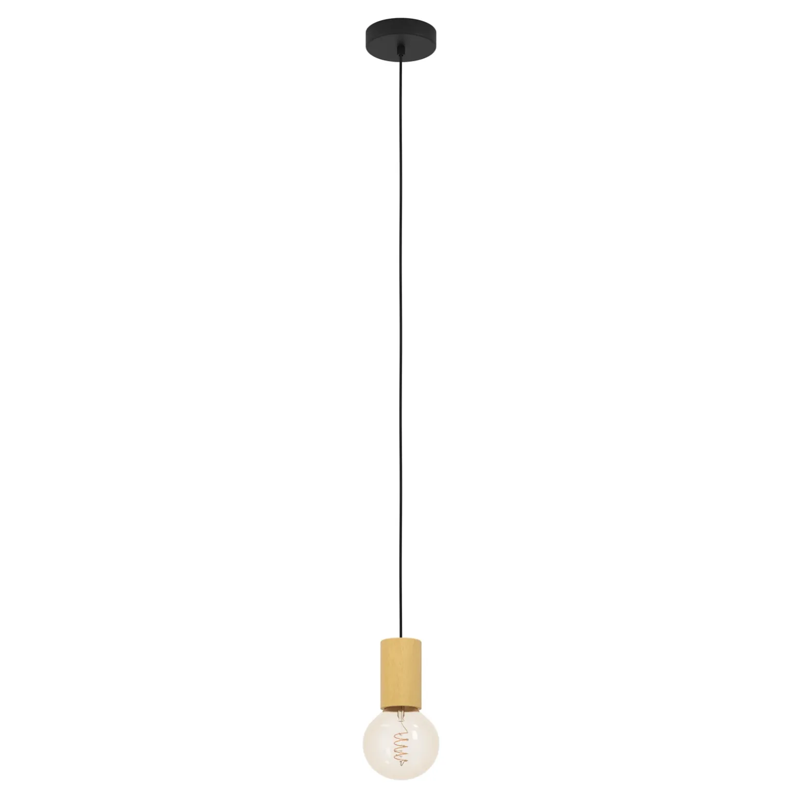 Lámpara colgante Pozueta 1, 1 luz, negro/marrón