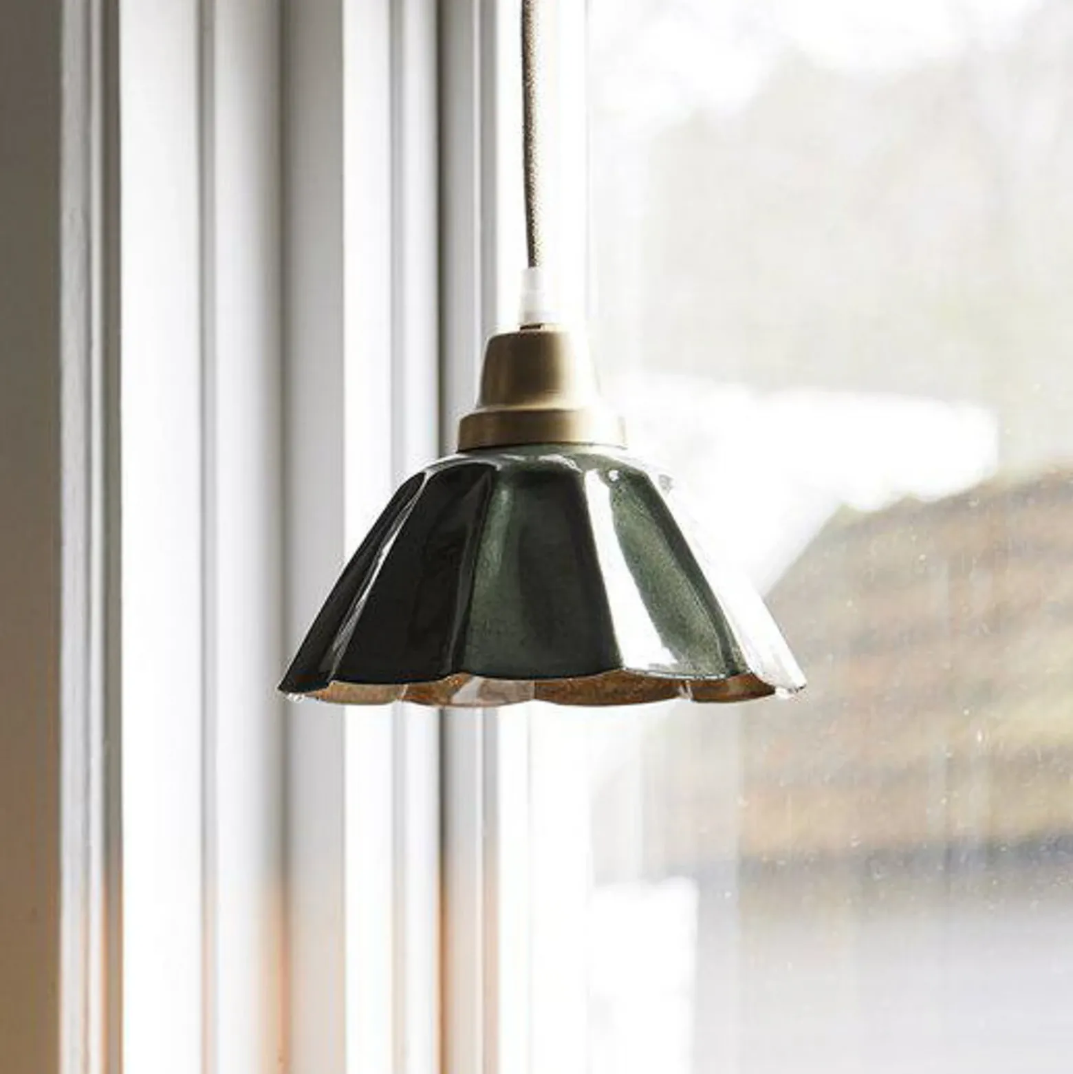 Lámpara colgante PR Home Ester, verde, Ø 17 cm, hierro, enchufe