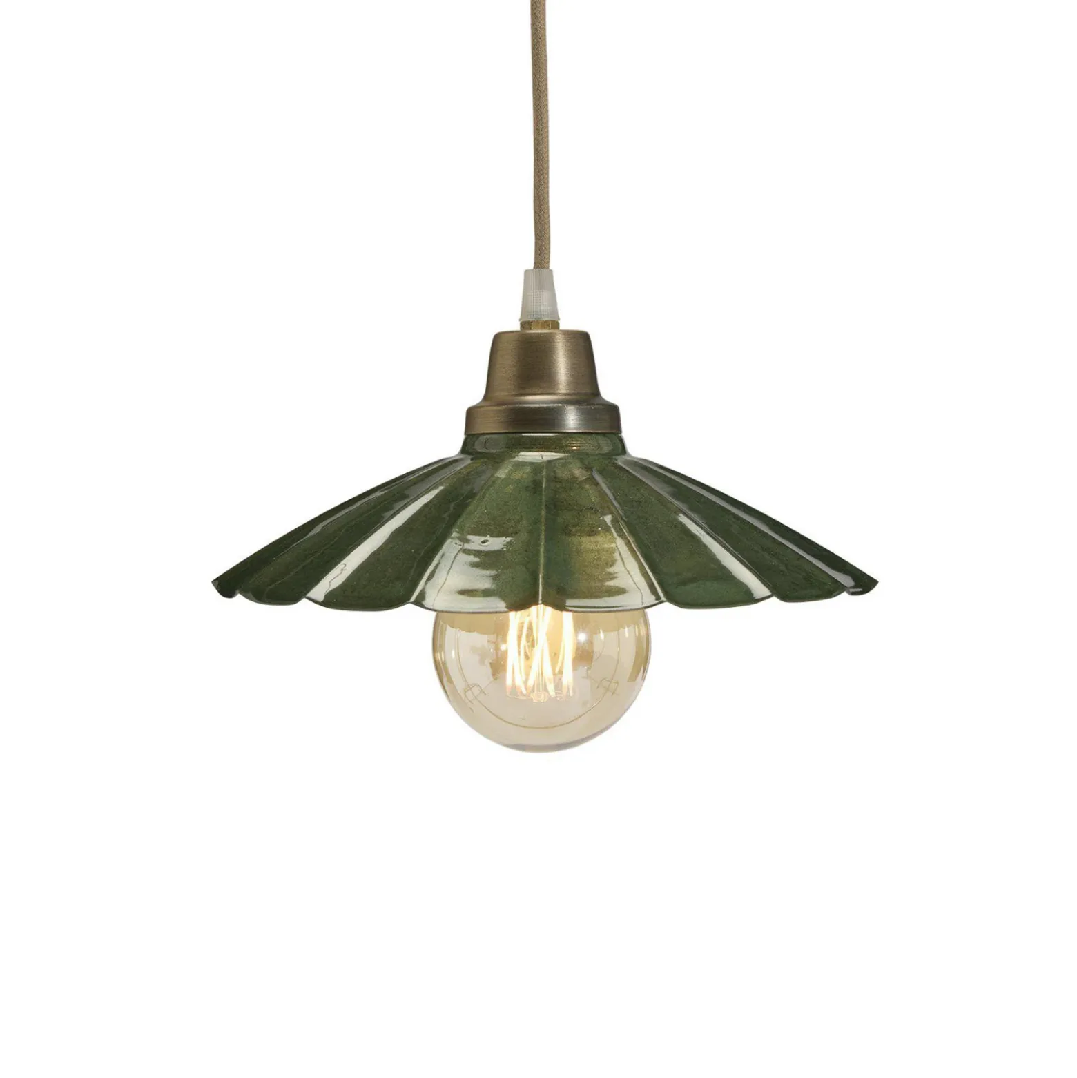 Lámpara colgante PR Home Ester, verde, Ø 24 cm, hierro, enchufe