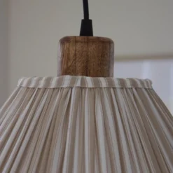lámpara colgante PR Home Estrid, beige, tela, Ø 40 cm, E27
