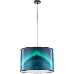 Lámpara colgante Print L Cielo con aurora boreal turquesa