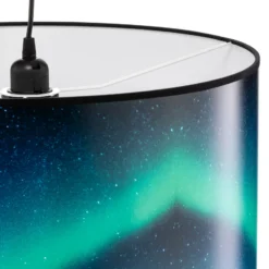 Lámpara colgante Print L Cielo con aurora boreal turquesa