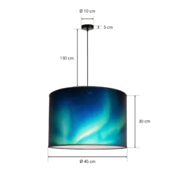 Lámpara colgante Print L Cielo con aurora boreal turquesa