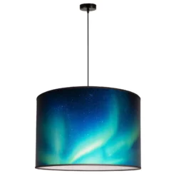Lámpara colgante Print L Cielo con aurora boreal turquesa