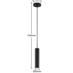 Lámpara colgante PRIOS Neliyah, redonda, negra, 1 luz, GU10