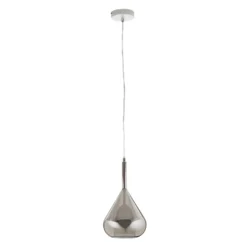 Lámpara colgante púrpura, gris humo, 1 luz, cristal