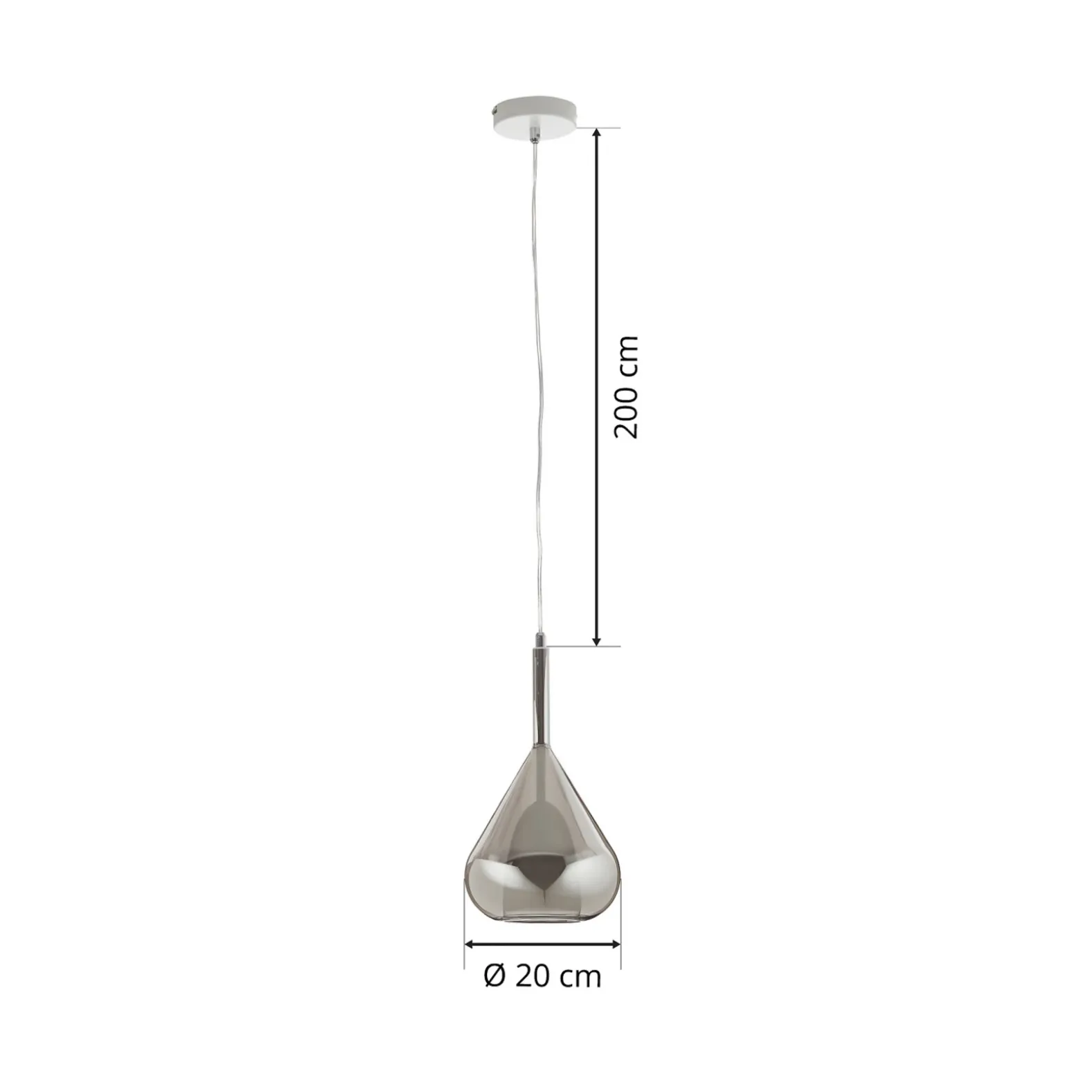 Lámpara colgante púrpura, gris humo, 1 luz, cristal