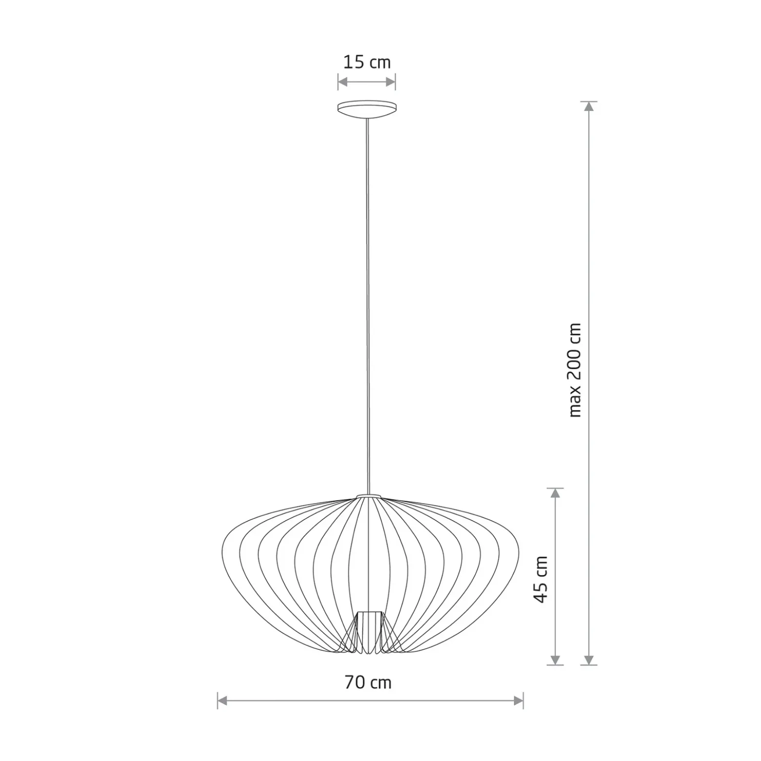 Lámpara colgante Pumpkin L, gris oscuro, Ø 70 cm, metal, GU10