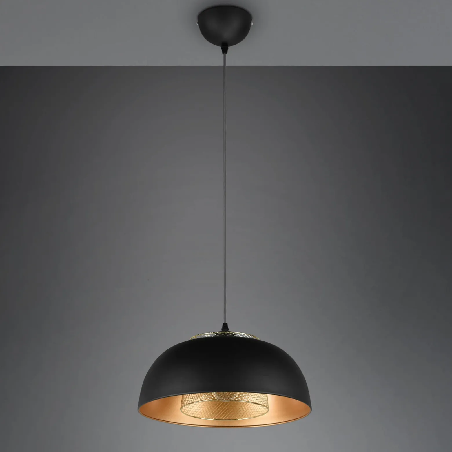 Lámpara colgante Punch negro/oro 1 luz Ø 35 cm