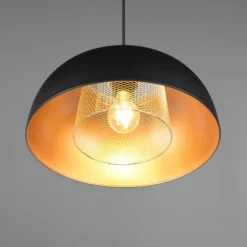 Lámpara colgante Punch negro/oro 1 luz Ø 35 cm