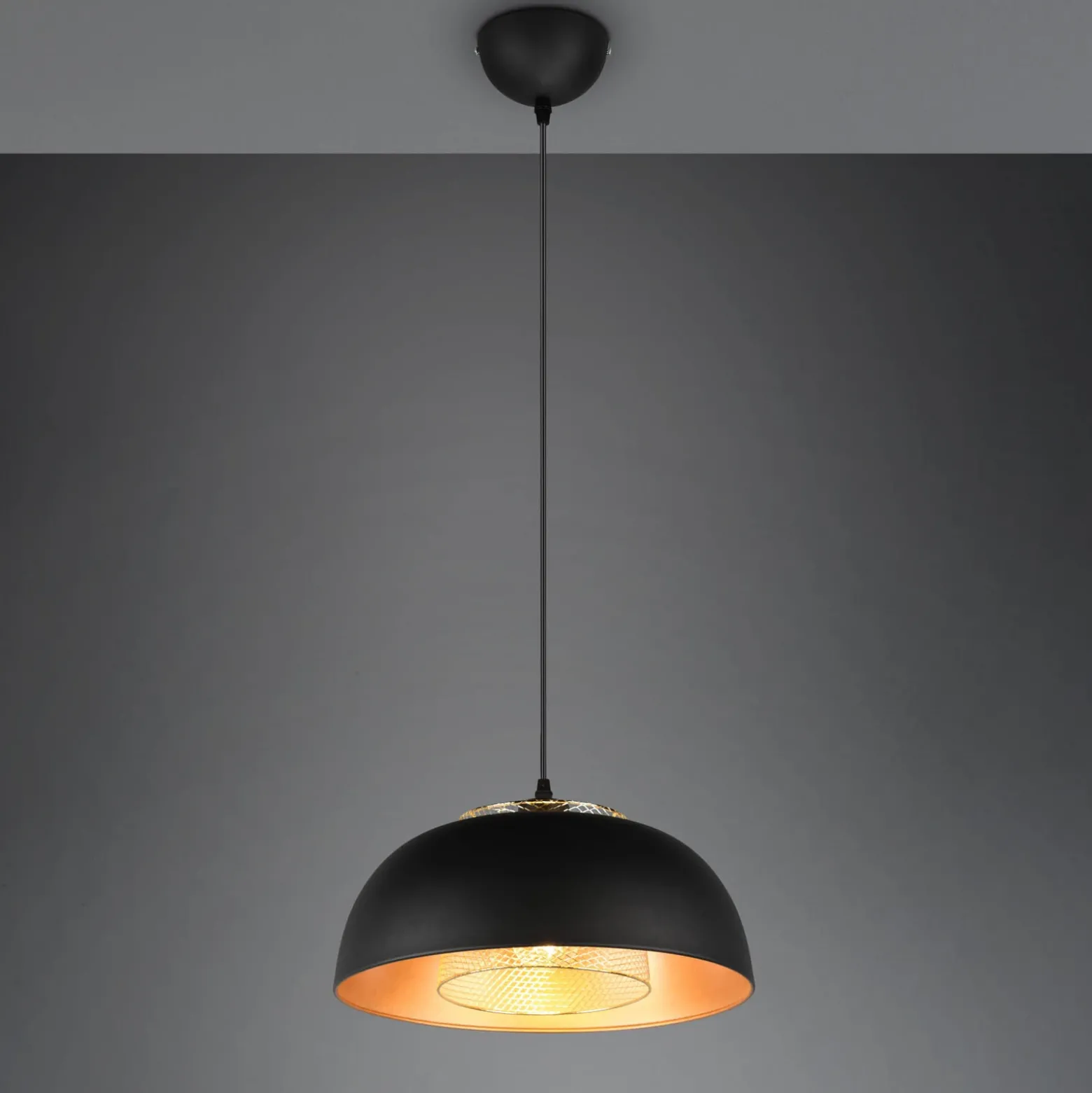 Lámpara colgante Punch negro/oro 1 luz Ø 35 cm