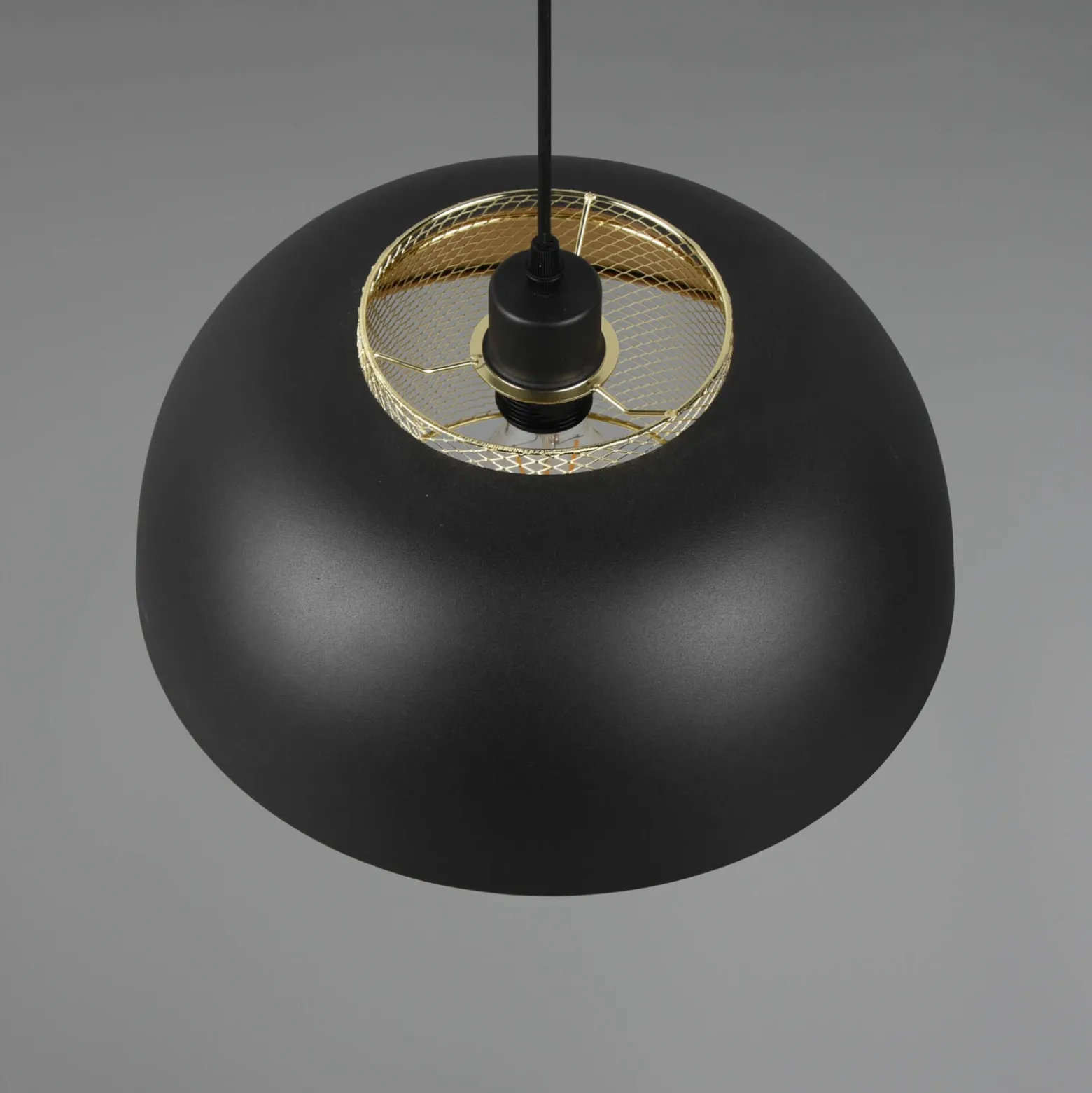 Lámpara colgante Punch negro/oro 1 luz Ø 35 cm