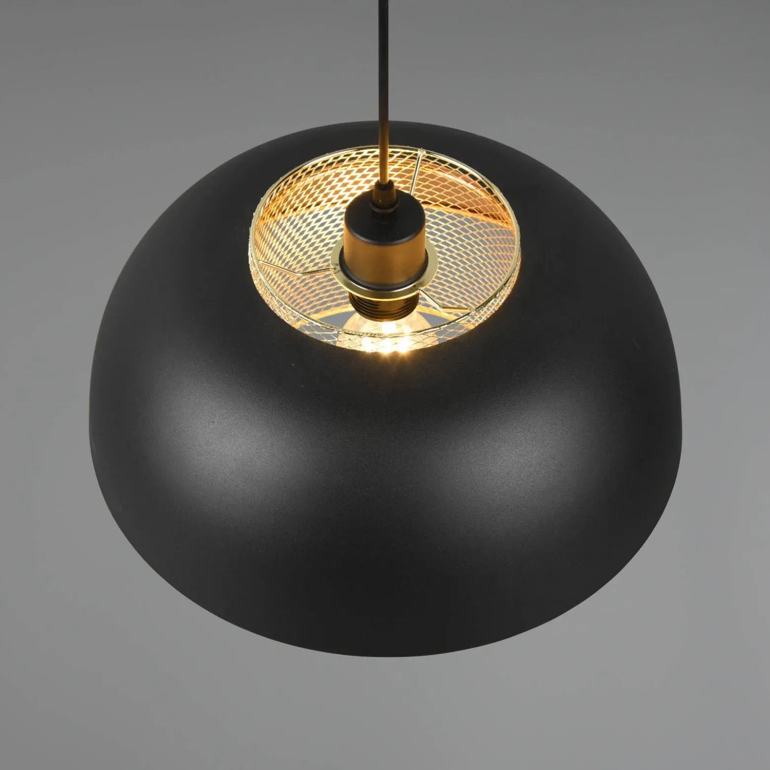 Lámpara colgante Punch negro/oro 1 luz Ø 35 cm