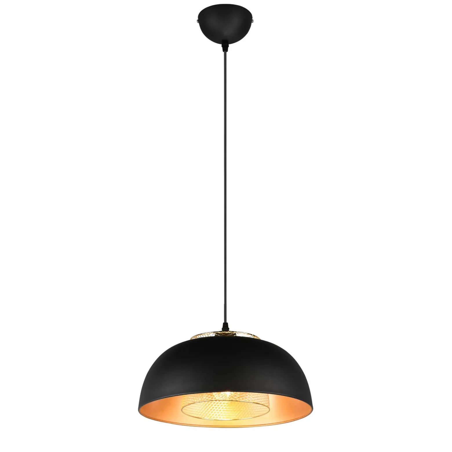 Lámpara colgante Punch negro/oro 1 luz Ø 35 cm