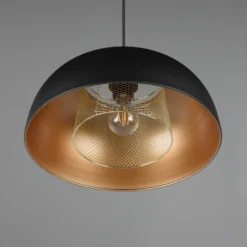 Lámpara colgante Punch negro/oro 1 luz Ø 35 cm