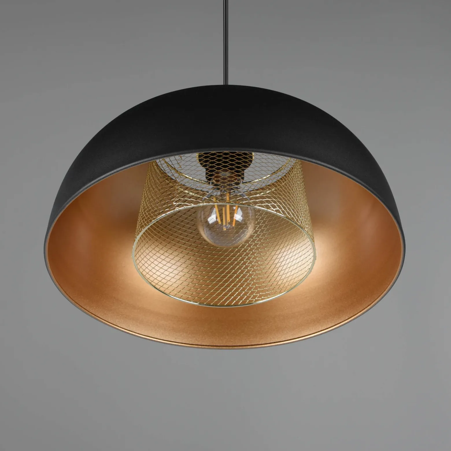 Lámpara colgante Punch negro/oro 1 luz Ø 35 cm