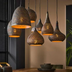 Lámpara colgante Punchray, 7 luces, mezcla formas