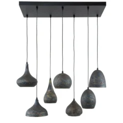 Lámpara colgante Punchray, 7 luces, mezcla formas