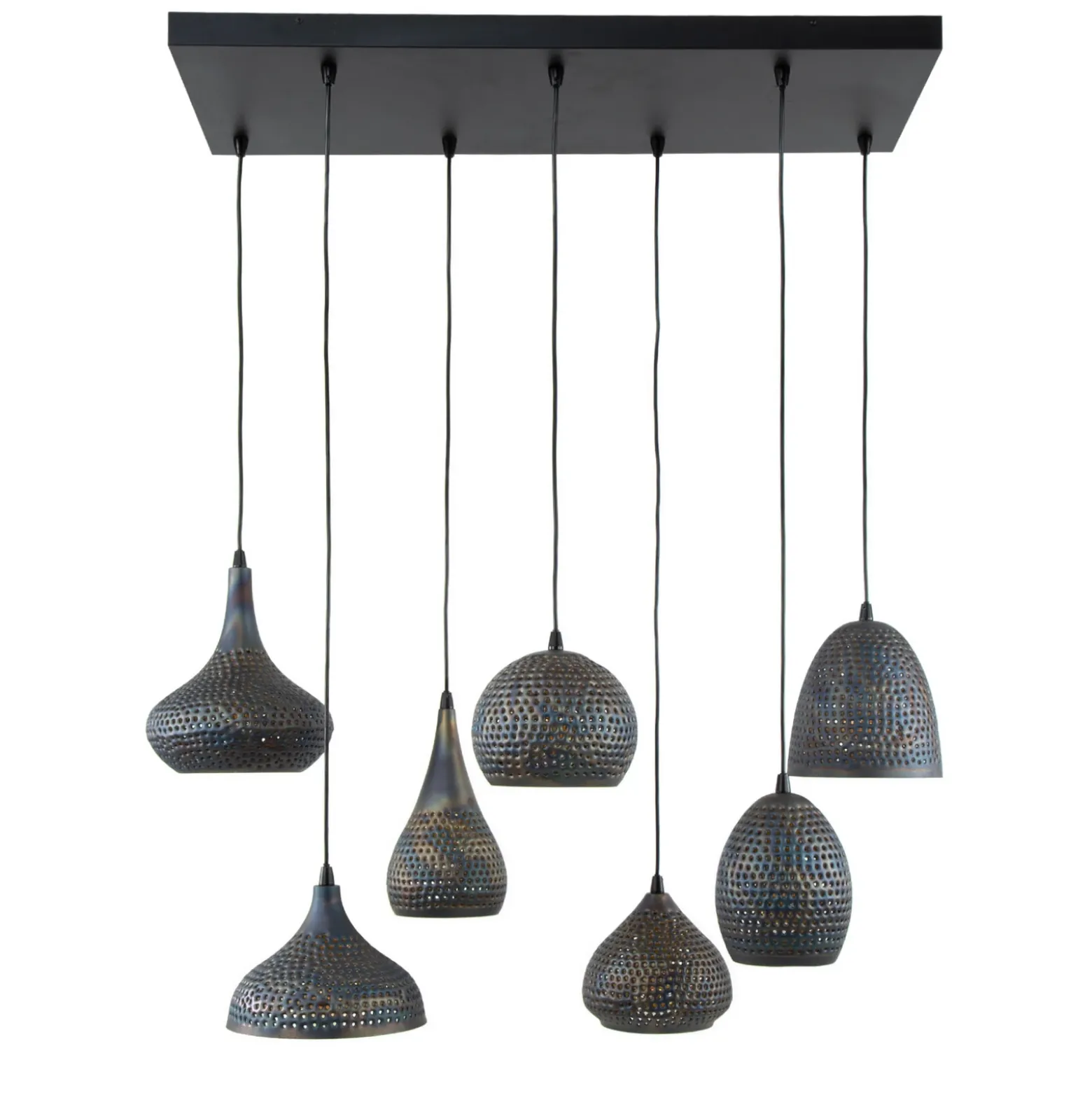 Lámpara colgante Punchray, 7 luces, mezcla formas