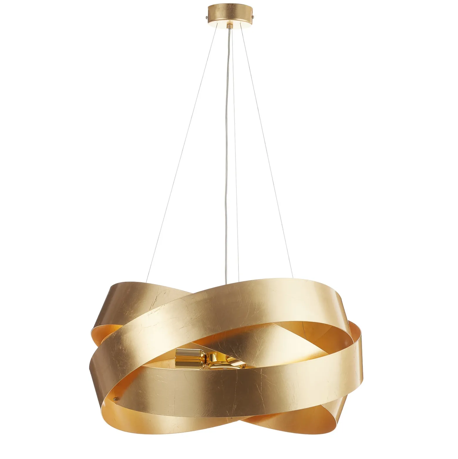 Lámpara colgante Pura con pan de oro, 60cm, 3x E27