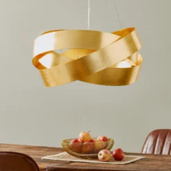 Lámpara colgante Pura con pan de oro, 60cm, 3x E27