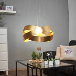 Lámpara colgante Pura con pan de oro, 60 cm, 8x G9