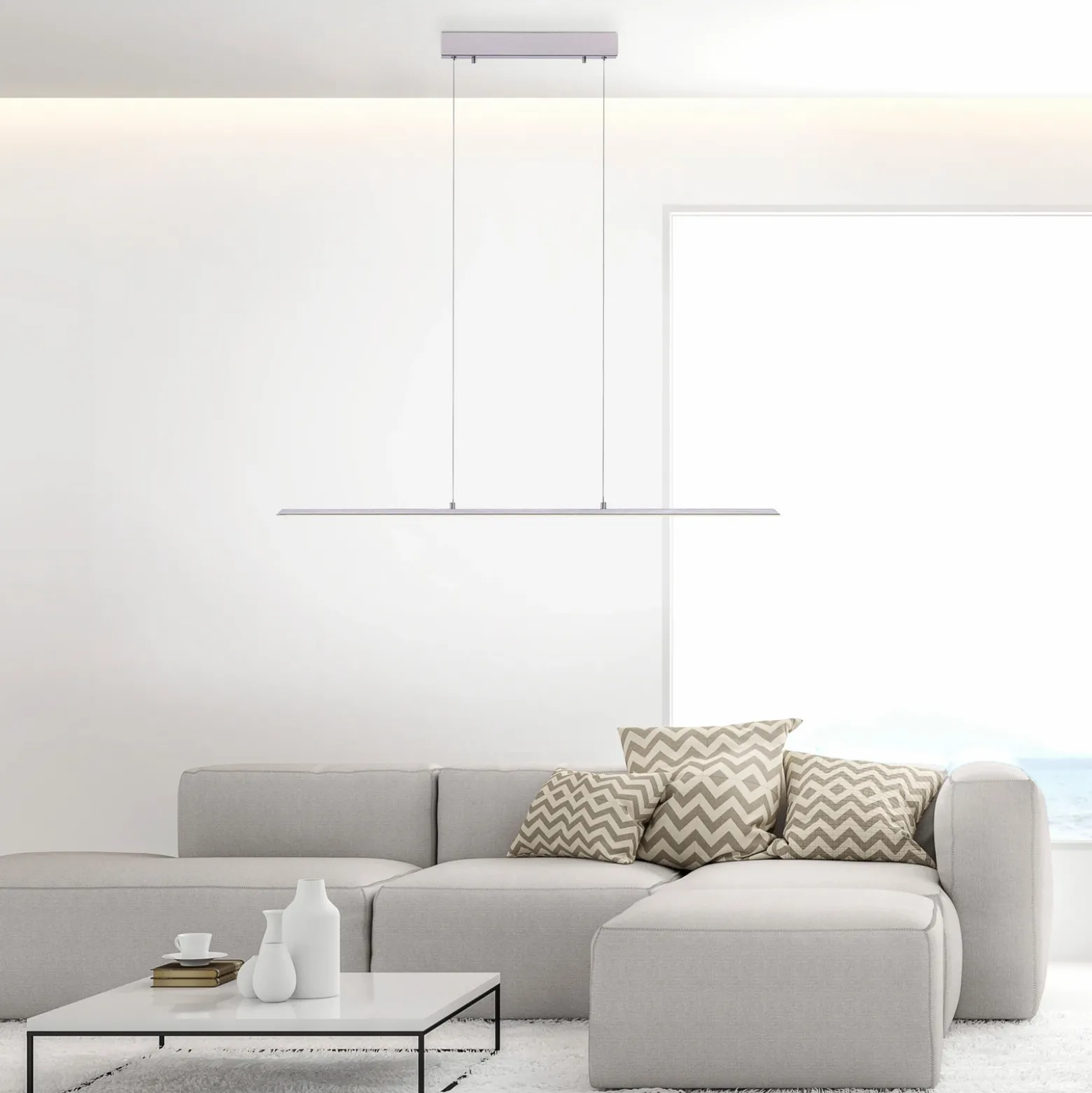 Lámpara colgante PURE LED Lite, plata, 100 cm, CCT, atenuable