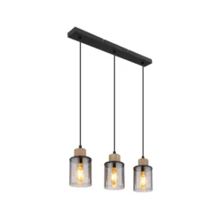 Lámpara colgante Reid, 3 luces, negro/humo