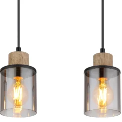 Lámpara colgante Reid, 3 luces, negro/humo