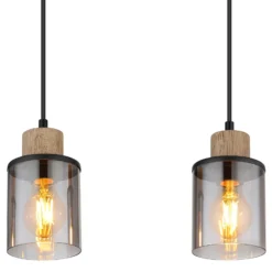 Lámpara colgante Reid, 4 luces, negro/humo