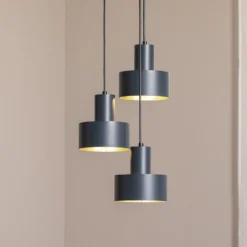 Lámpara colgante Rif 3, antracita, redonda, 3 luces, Ø 33 cm