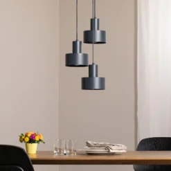 Lámpara colgante Rif 3, antracita, redonda, 3 luces, Ø 33 cm