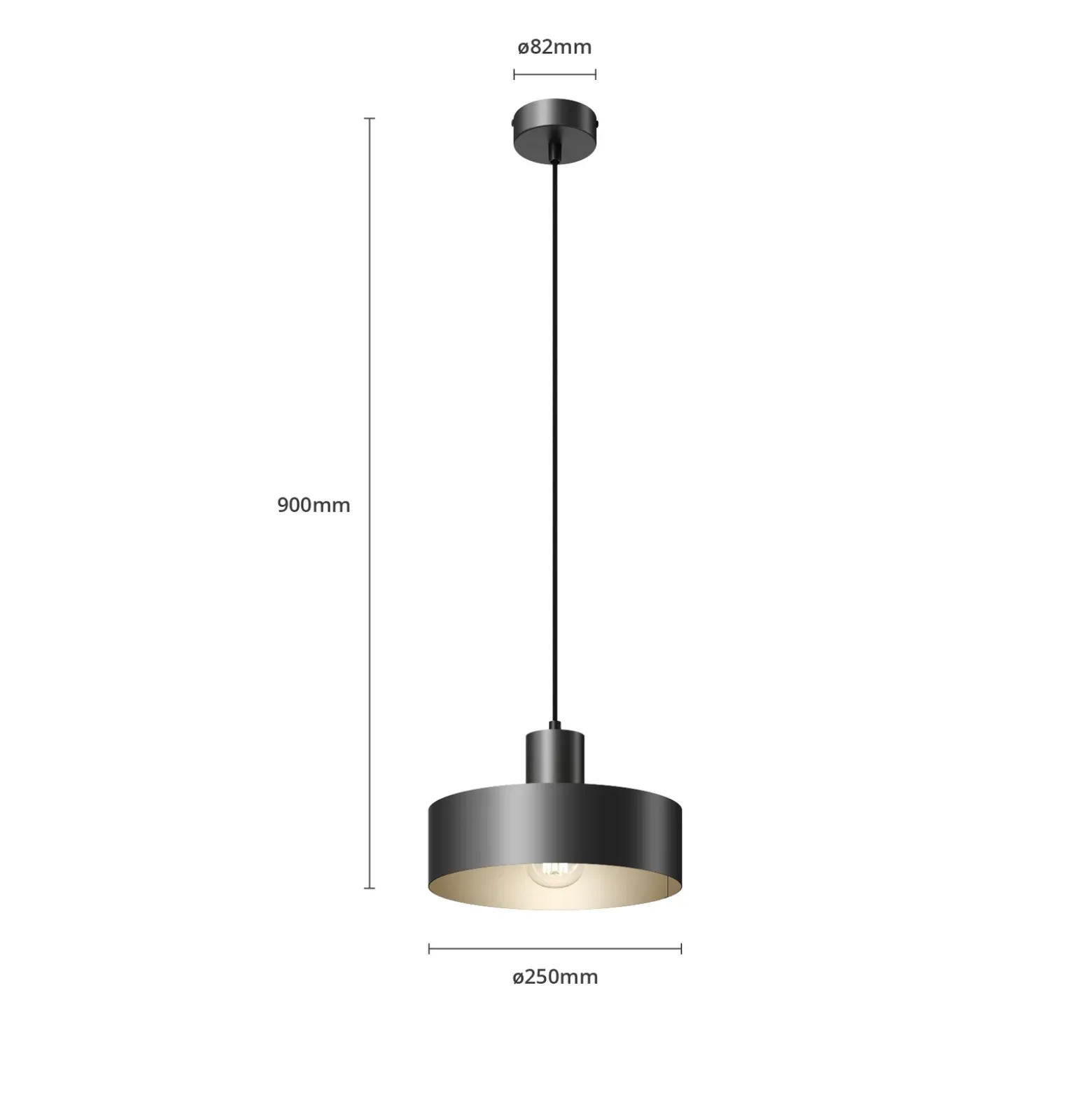 Lámpara colgante Rif de metal, negro, Ø 25 cm