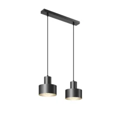 Lámpara colgante Rif, lineal, 2 luces, negro