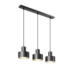 Lámpara colgante Rif, lineal, 3 luces, negro