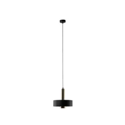 Lámpara colgante Rif Lux, negro/dorado, Ø 25 cm, acero