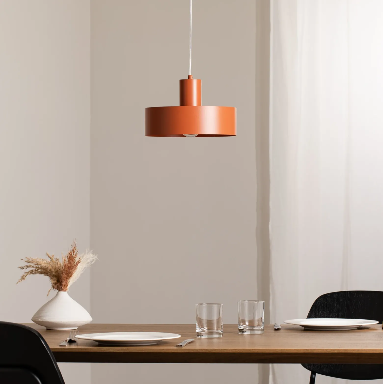 Lámpara colgante Rif M, rojo teja, 1 luz, Ø 25 cm, acero