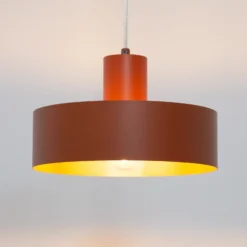 Lámpara colgante Rif M, rojo teja, 1 luz, Ø 25 cm, acero