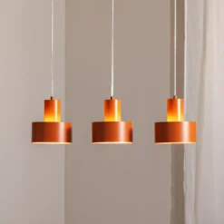 Lámpara colgante Rif 3, rojo ladrillo, 3 luces, lineal, acero