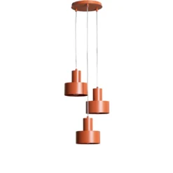 Lámpara colgante Rif 3, rojo ladrillo, redonda, 3 luces, Ø 33 cm