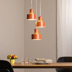 Lámpara colgante Rif 3, rojo ladrillo, redonda, 3 luces, Ø 33 cm