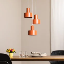 Lámpara colgante Rif 3, rojo ladrillo, redonda, 3 luces, Ø 33 cm