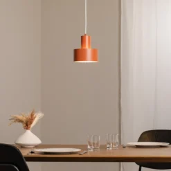 Lámpara colgante Rif S, rojo ladrillo, 1 luz, Ø 15 cm, acero