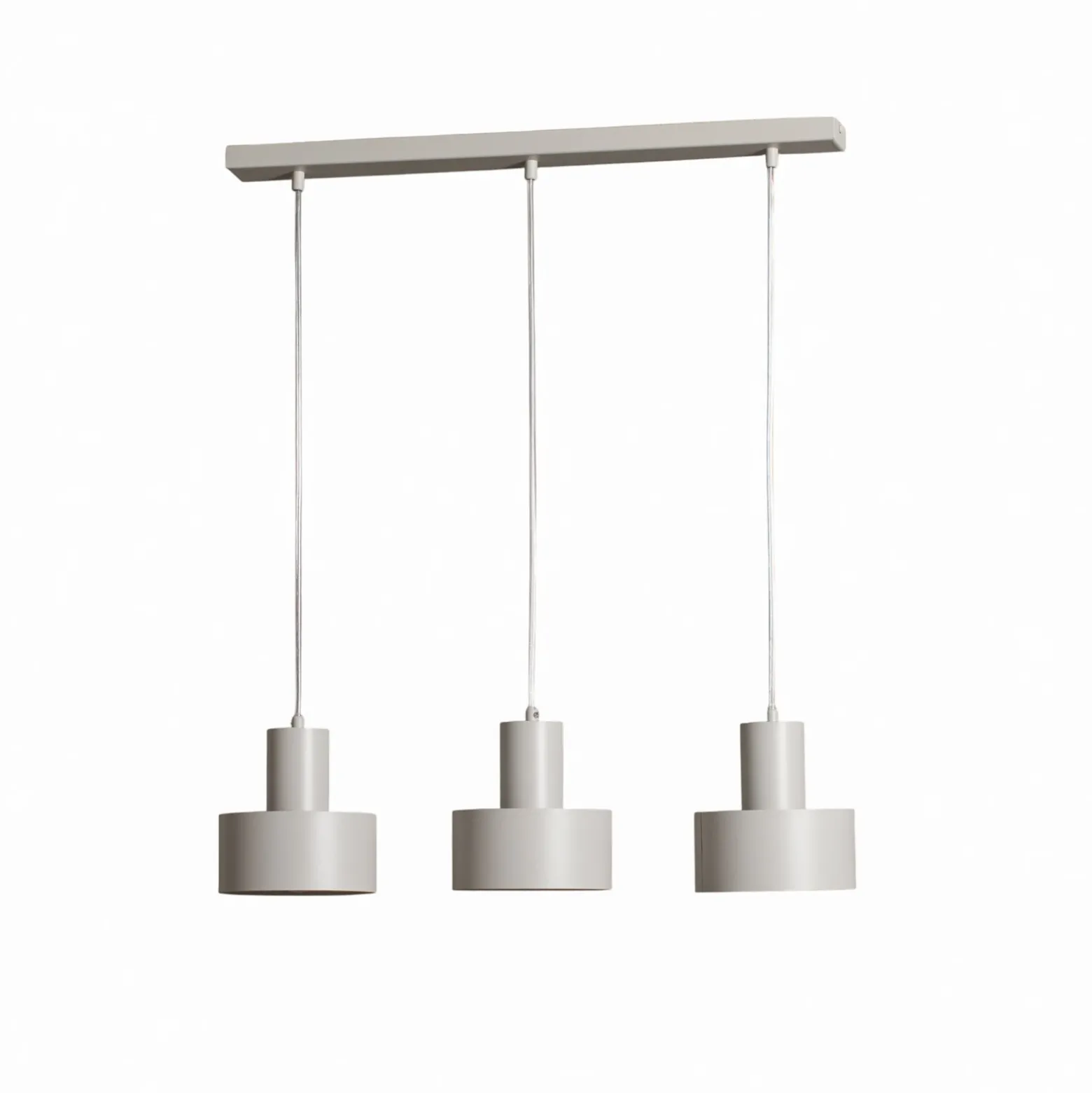 Lámpara colgante Rif 3, taupe, 3 luces, lineal, acero
