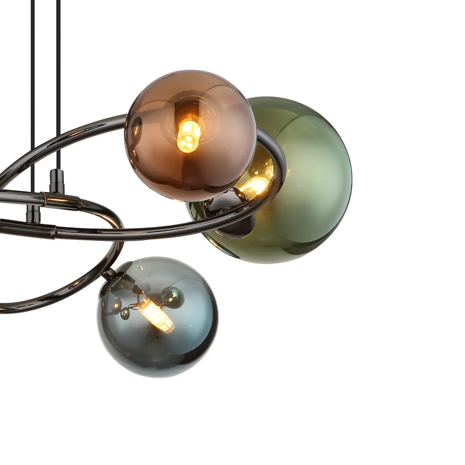 Lámpara colgante Riha, Ø 65 cm, multicolor, vidrio/metal, 6 luces.