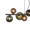 Lámpara colgante Riha, longitud 86 cm, negro/gris humo, 9 luces.