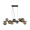 Lámpara colgante Riha, longitud 86 cm, negro/gris humo, 9 luces.