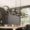 Lámpara colgante Ringelbach, 8 luces, antracita, anillos giratorios