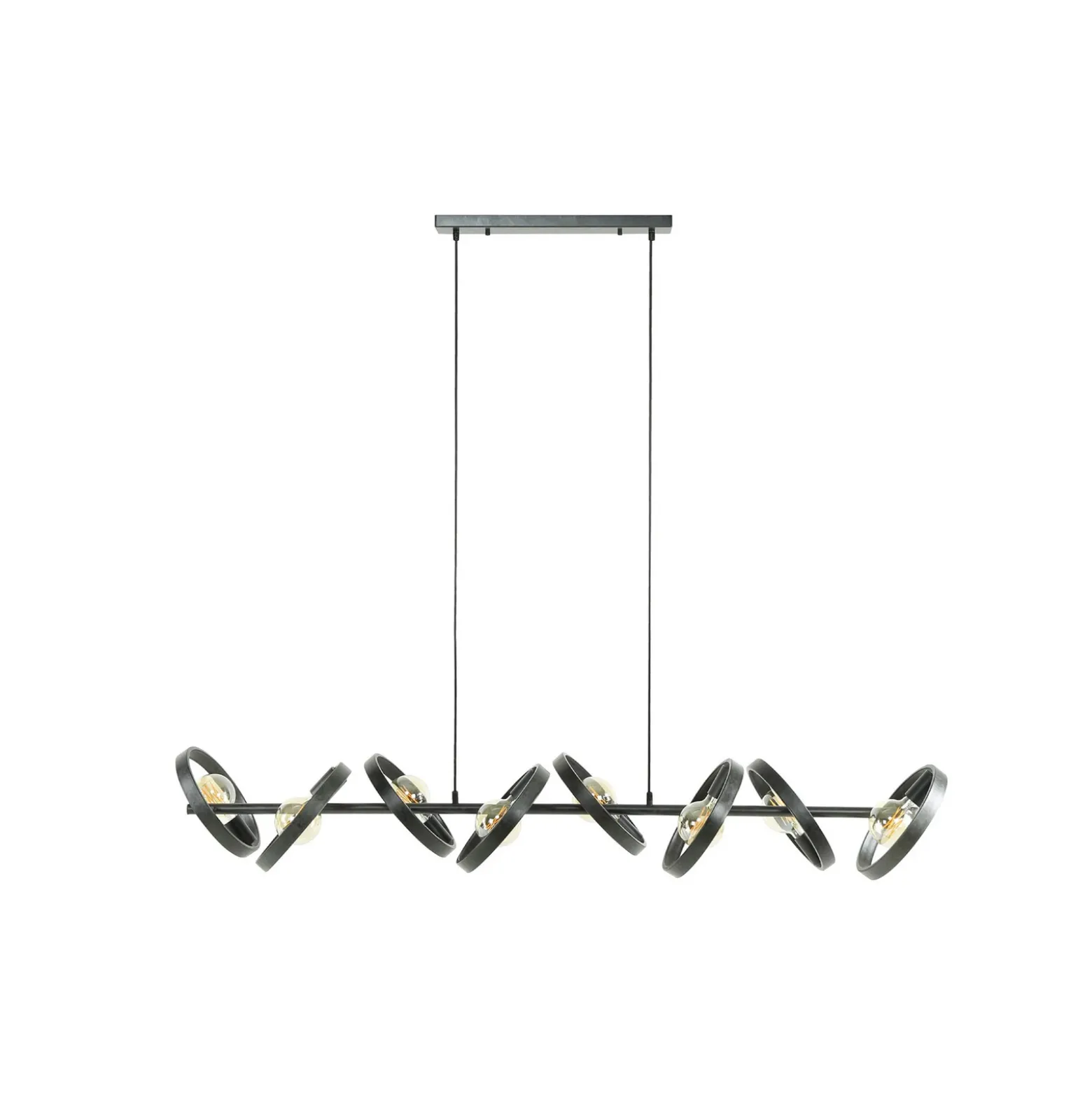 Lámpara colgante Ringelbach, 8 luces, antracita, anillos giratorios